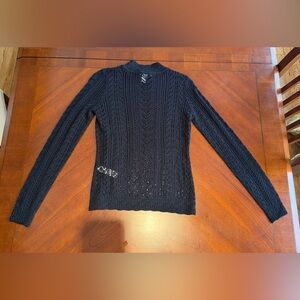 White House Black Market Textured Black Turtleneck Sweater